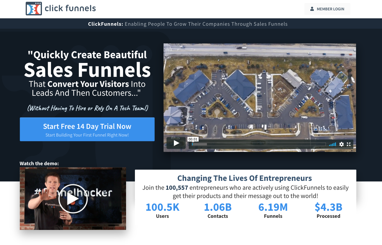 Click Funnels Home Page
